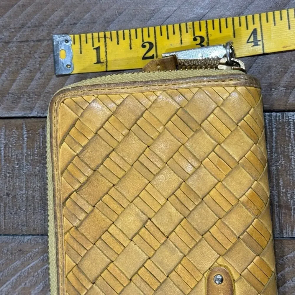 Cole Haan Heritage Weave Yellow Leather Wallet See pics for pen mark